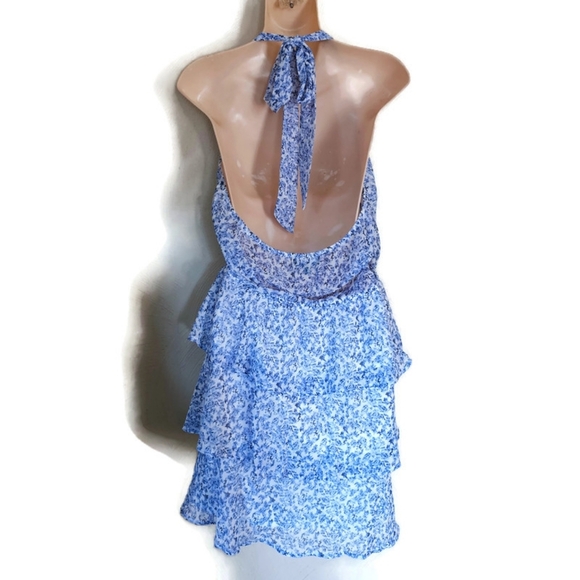 Trixxi Blue Floral Halter Dress Size Women's  XL - Picture 3 of 13